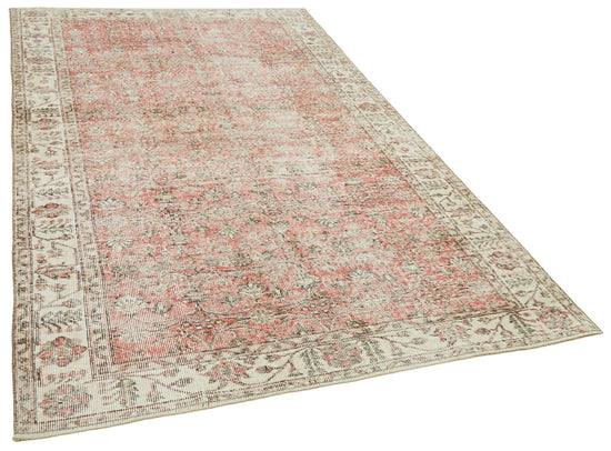 5x9 Beige Turkish Vintage Area Rug - 41523