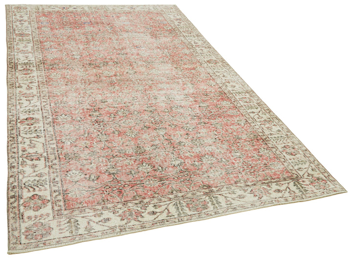 5x9 Beige Turkish Vintage Area Rug - 41523