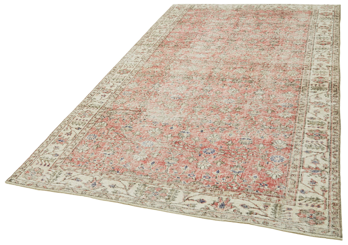 5x9 Beige Turkish Vintage Area Rug - 41523