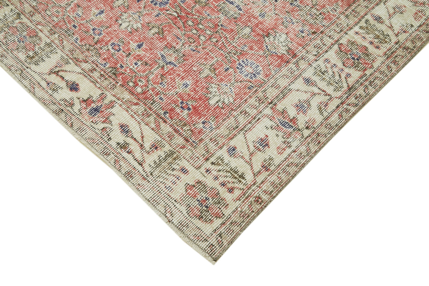 5x9 Beige Turkish Vintage Area Rug - 41523