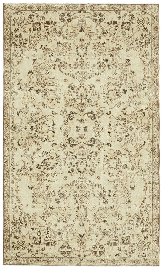 6x10 Beige Turkish Vintage Area Rug - 41525