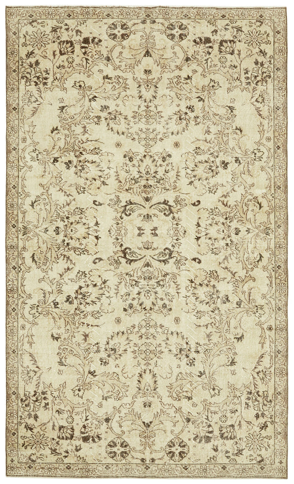 6x10 Beige Turkish Vintage Area Rug - 41525