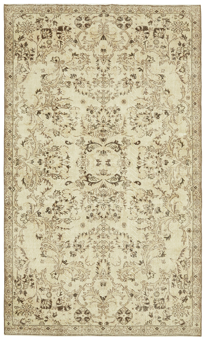 6x10 Beige Turkish Vintage Area Rug - 41525