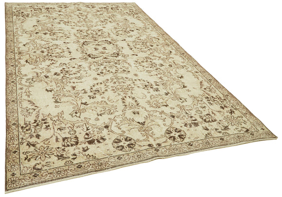 6x10 Beige Turkish Vintage Area Rug - 41525