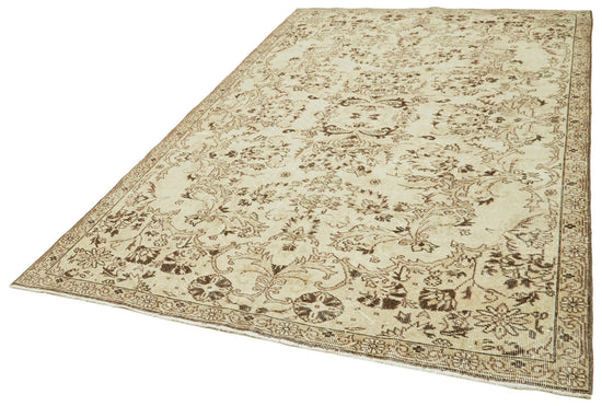 6x10 Beige Turkish Vintage Area Rug - 41525