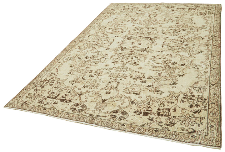 6x10 Beige Turkish Vintage Area Rug - 41525