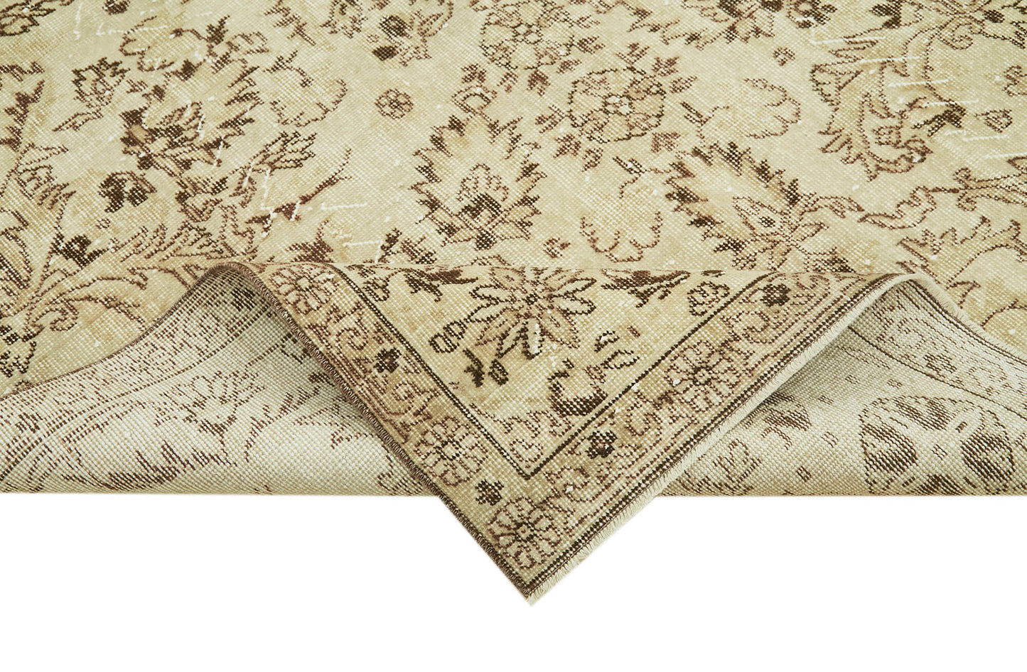 6x10 Beige Turkish Vintage Area Rug - 41525