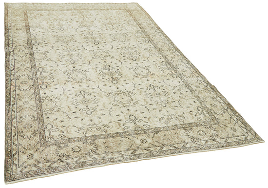 6x9 Beige Turkish Vintage Area Rug - 41526