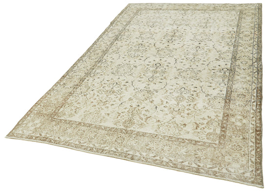 6x9 Beige Turkish Vintage Area Rug - 41526