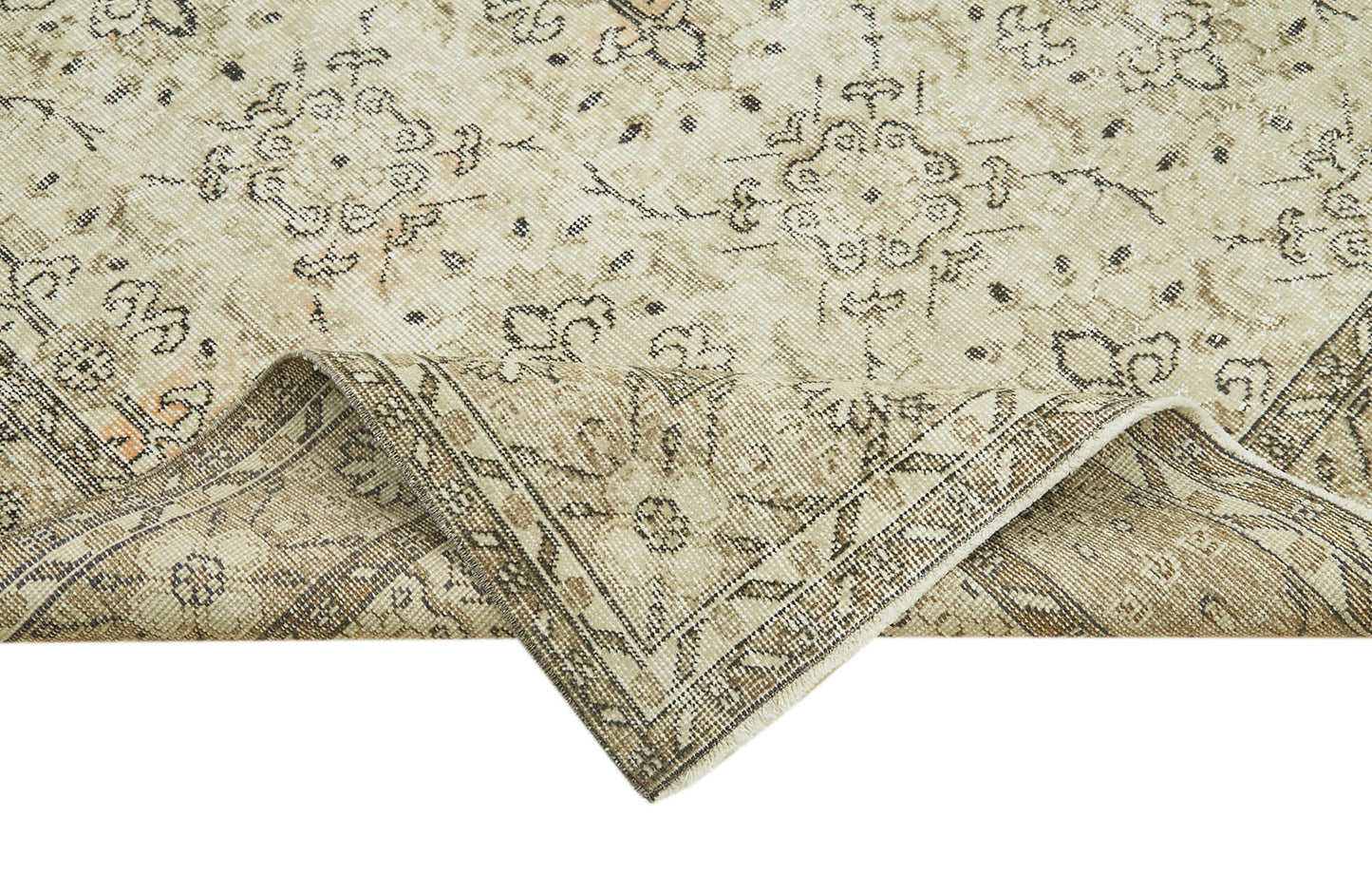 6x9 Beige Turkish Vintage Area Rug - 41526
