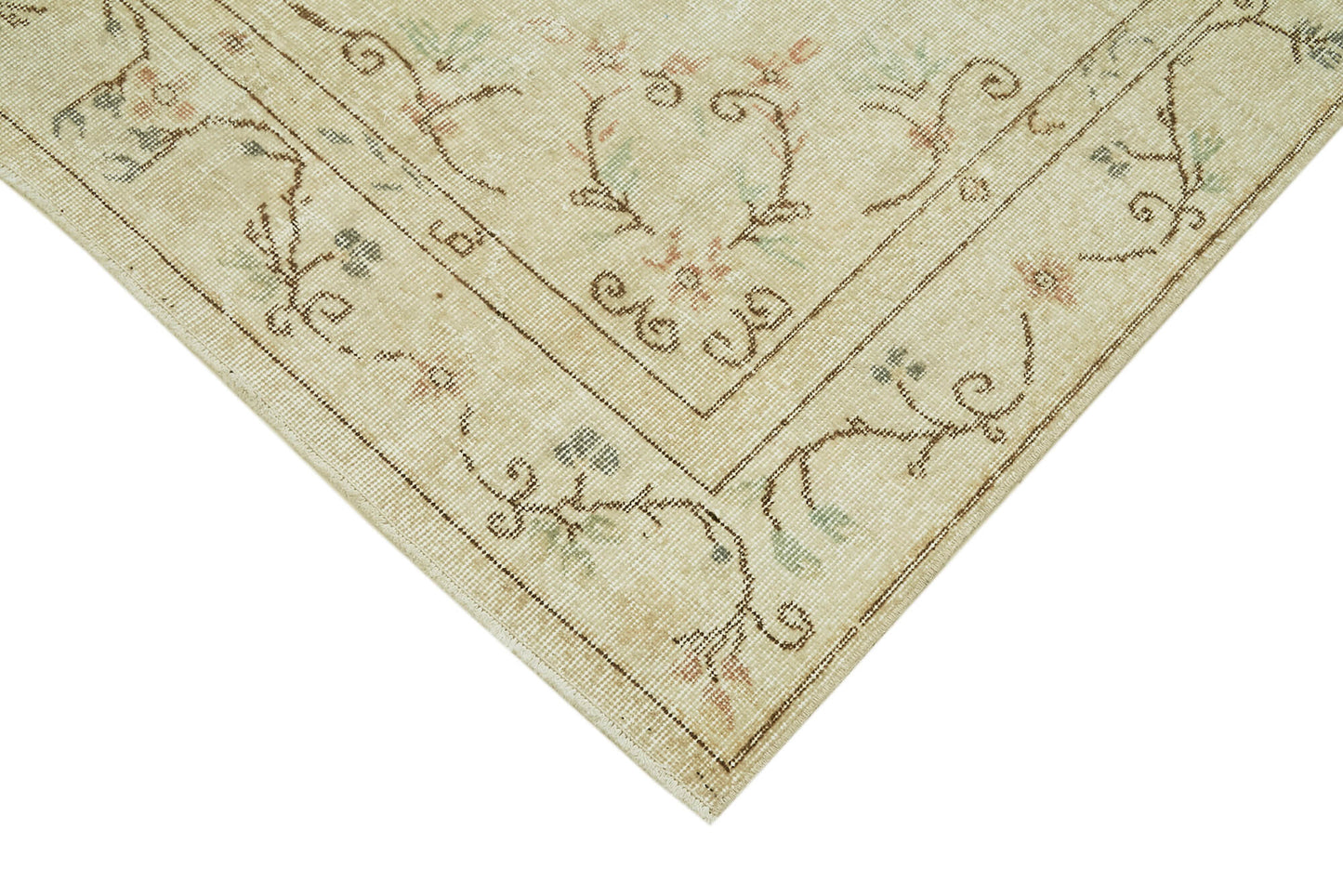 5x9 Beige Turkish Vintage Area Rug - 41532