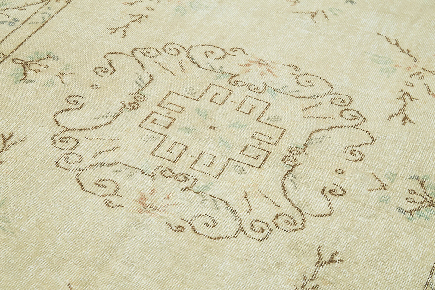 5x9 Beige Turkish Vintage Area Rug - 41532