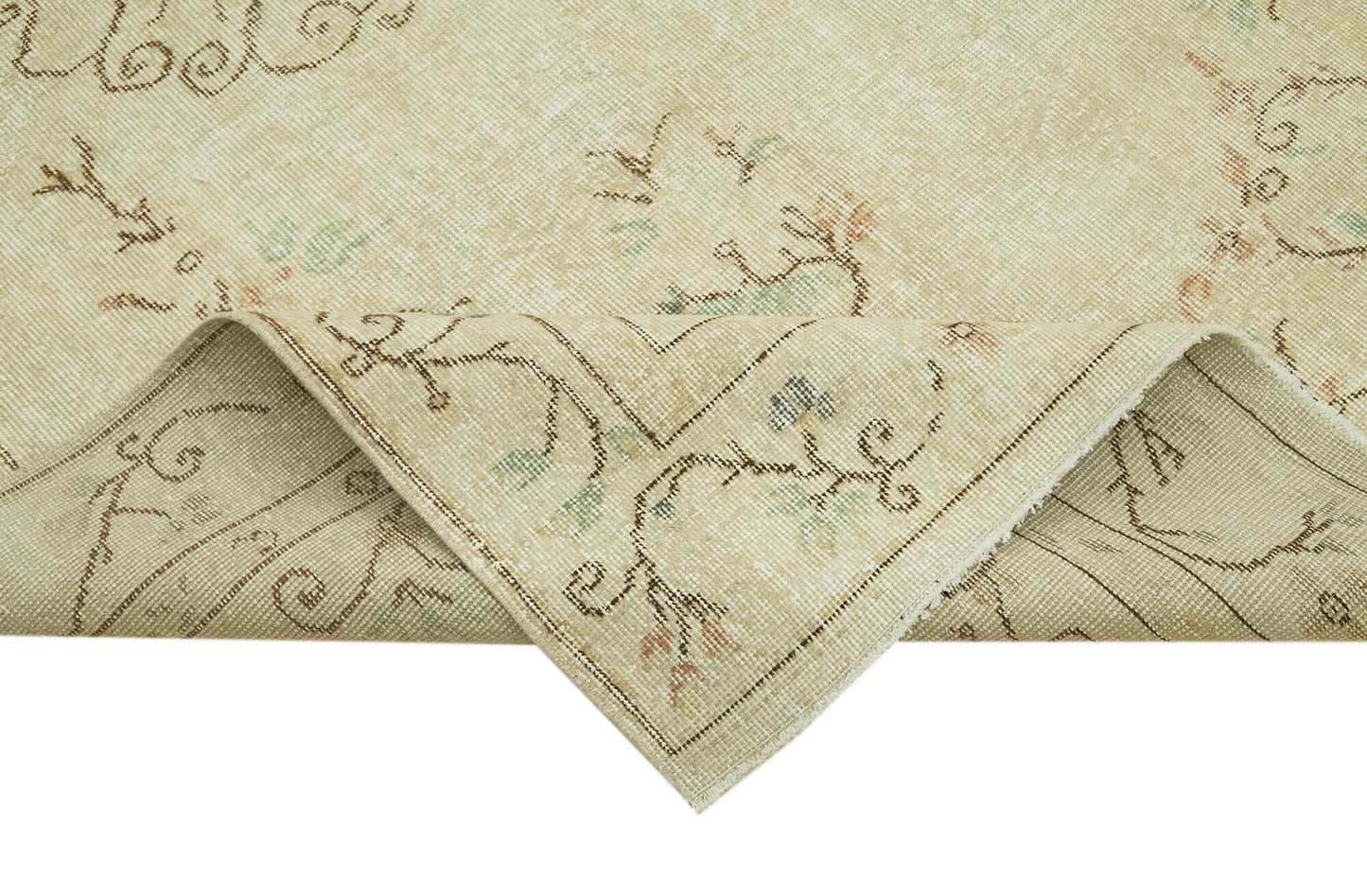 5x9 Beige Turkish Vintage Area Rug - 41532