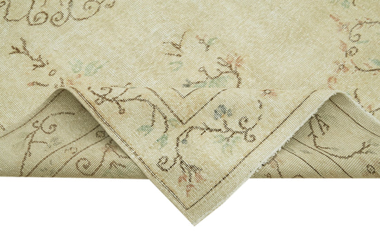 5x9 Beige Turkish Vintage Area Rug - 41532