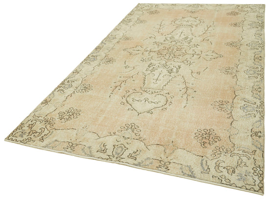 5x9 Beige Turkish Vintage Area Rug - 41535