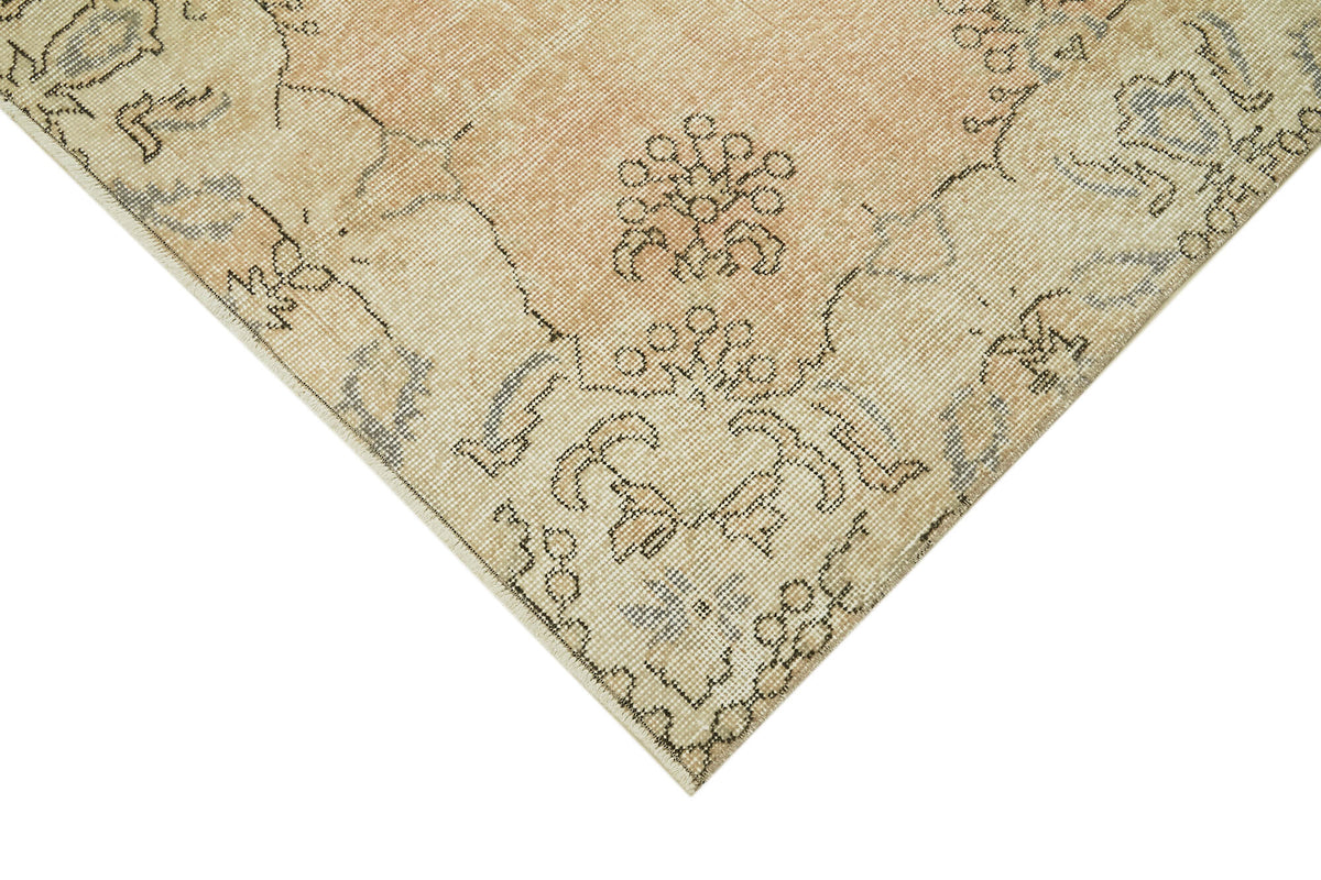 5x9 Beige Turkish Vintage Area Rug - 41535