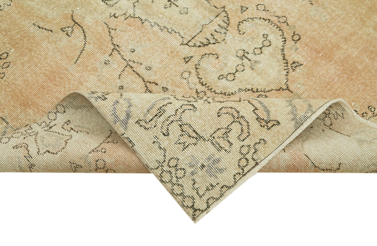 5x9 Beige Turkish Vintage Area Rug - 41535
