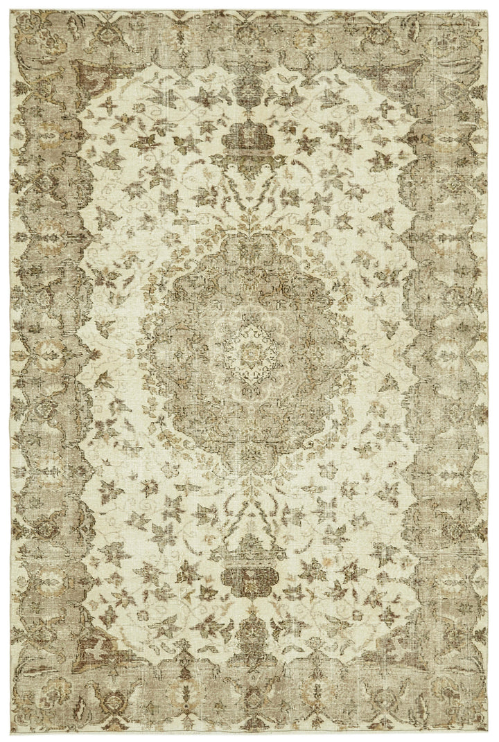 6x10 Beige Turkish Vintage Area Rug - 41536