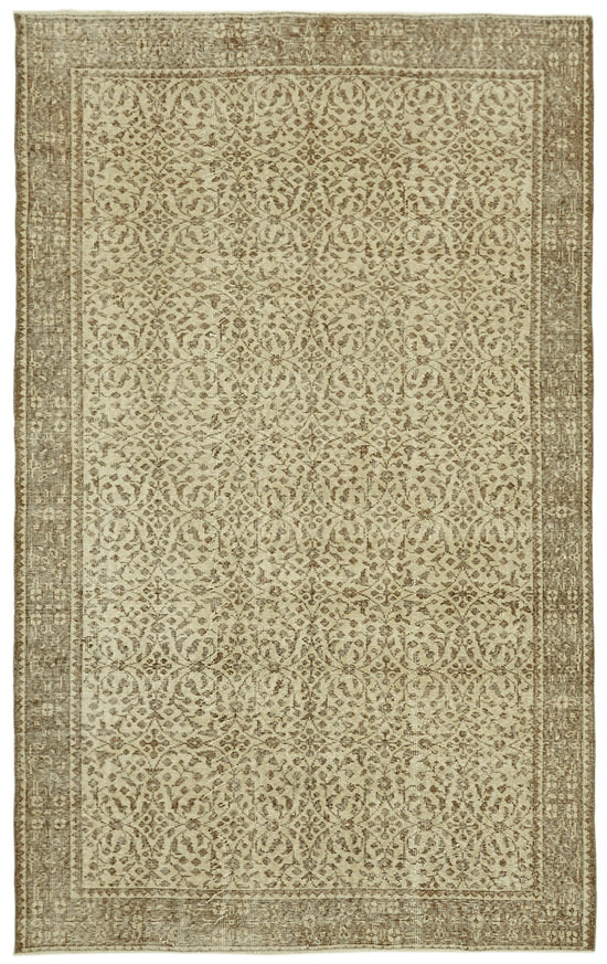 5x9 Beige Turkish Vintage Area Rug - 41539