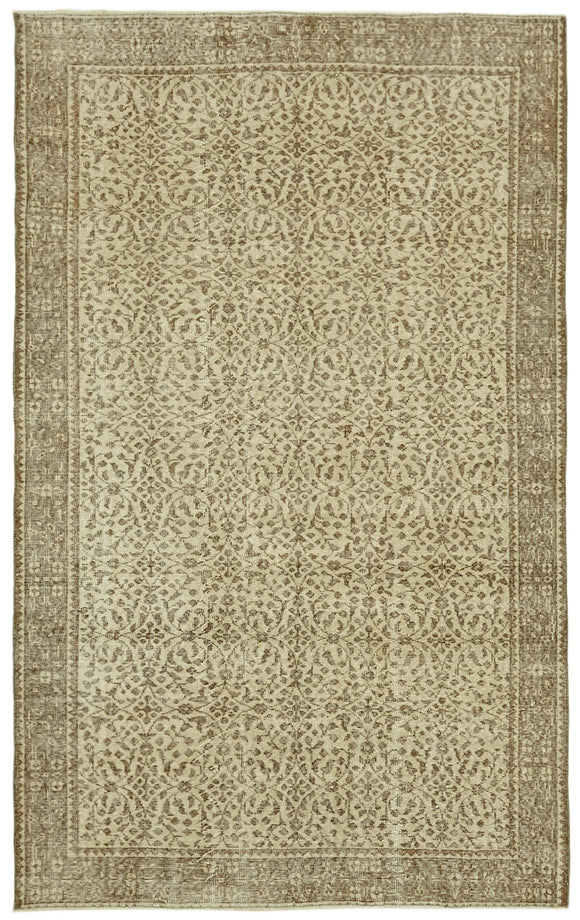 5x9 Beige Turkish Vintage Area Rug - 41539