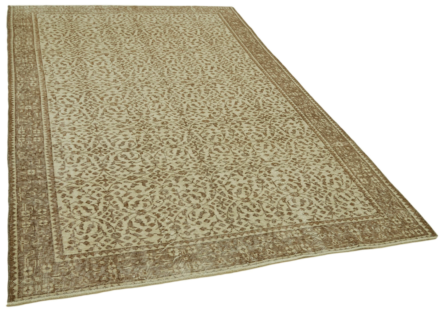 5x9 Beige Turkish Vintage Area Rug - 41539