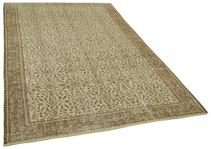 5x9 Beige Turkish Vintage Area Rug - 41539
