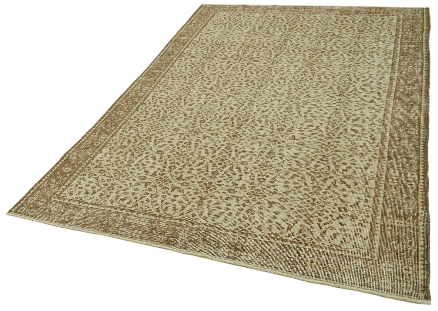 5x9 Beige Turkish Vintage Area Rug - 41539