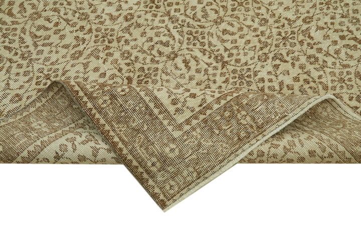5x9 Beige Turkish Vintage Area Rug - 41539