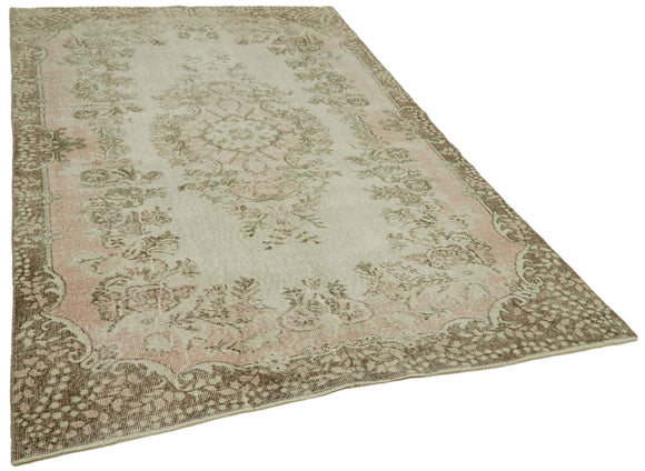 6x9 Beige Turkish Vintage Area Rug - 41540