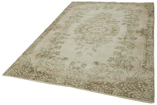 6x9 Beige Turkish Vintage Area Rug - 41540