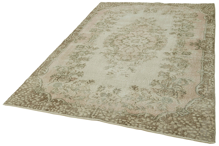6x9 Beige Turkish Vintage Area Rug - 41540