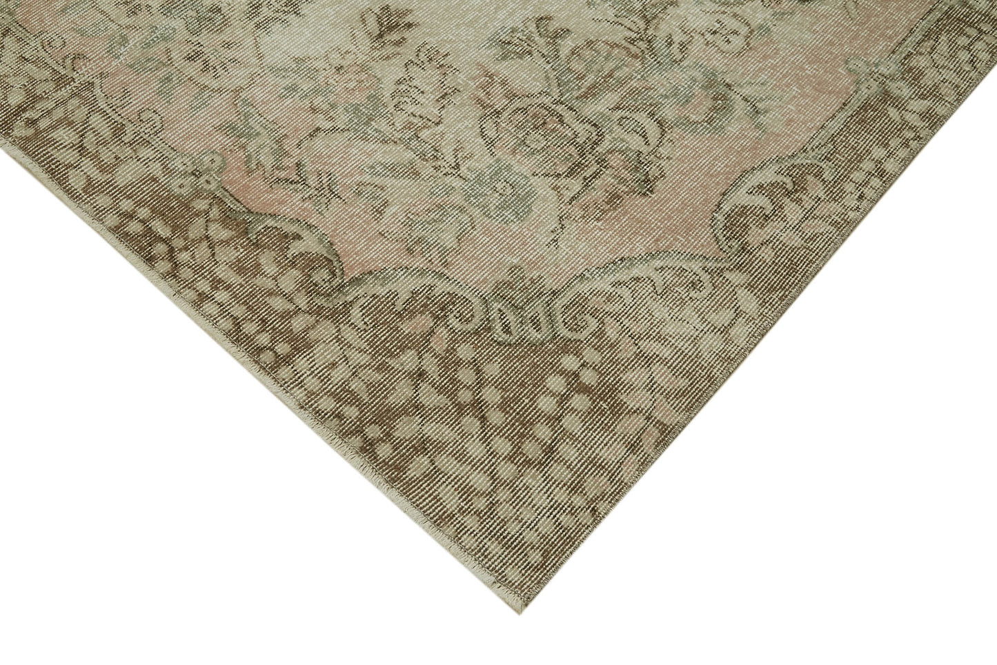 6x9 Beige Turkish Vintage Area Rug - 41540