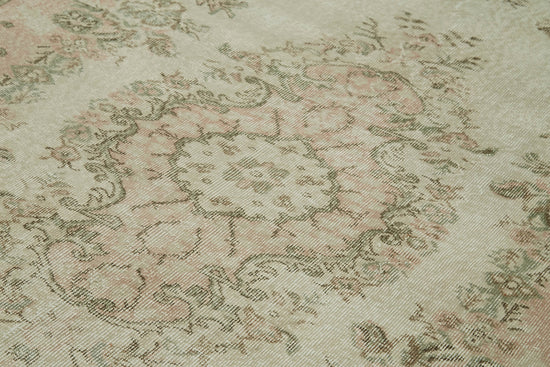 6x9 Beige Turkish Vintage Area Rug - 41540