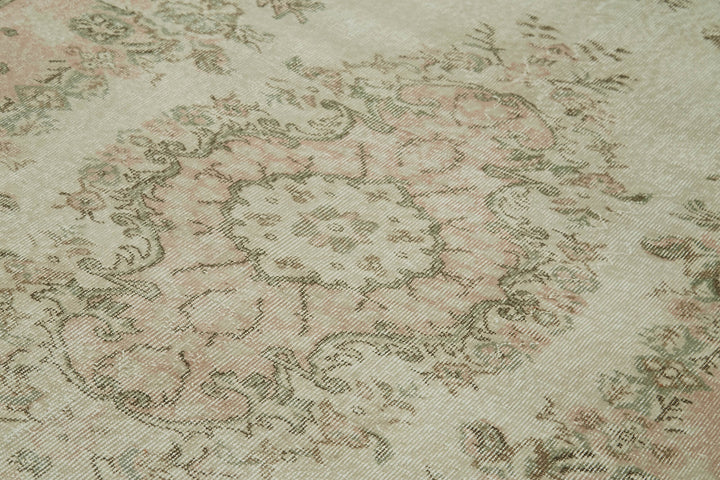 6x9 Beige Turkish Vintage Area Rug - 41540