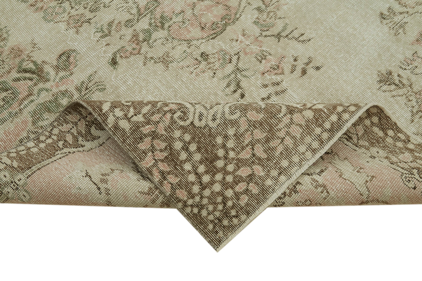 6x9 Beige Turkish Vintage Area Rug - 41540