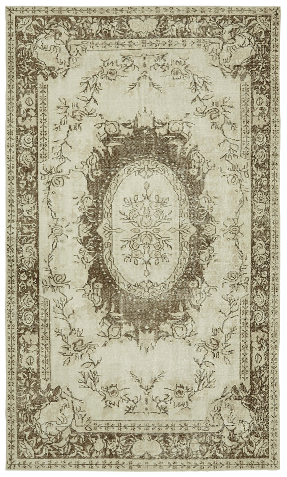 6x10 Beige Turkish Vintage Area Rug - 41542