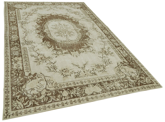 6x10 Beige Turkish Vintage Area Rug - 41542
