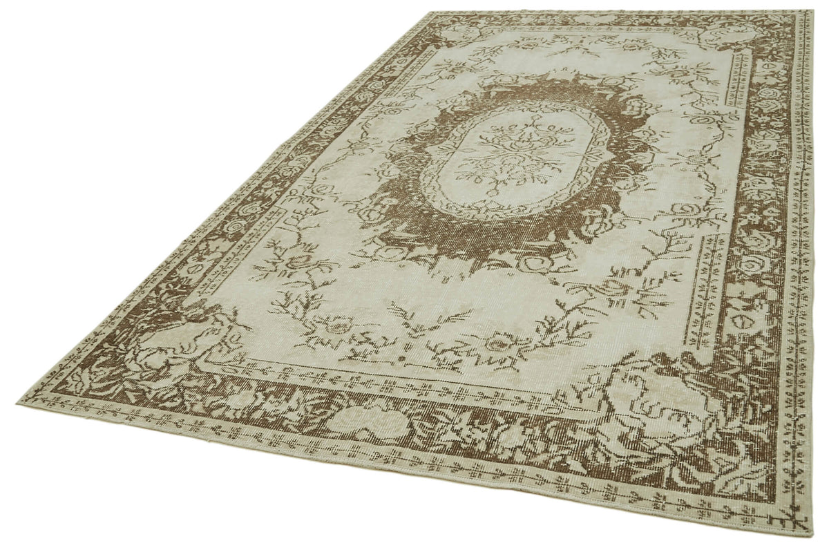 6x10 Beige Turkish Vintage Area Rug - 41542