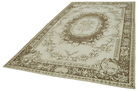 6x10 Beige Turkish Vintage Area Rug - 41542