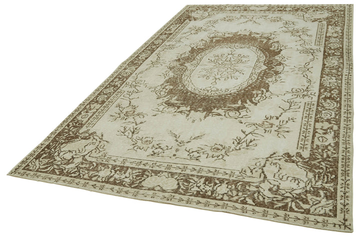 6x10 Beige Turkish Vintage Area Rug - 41542