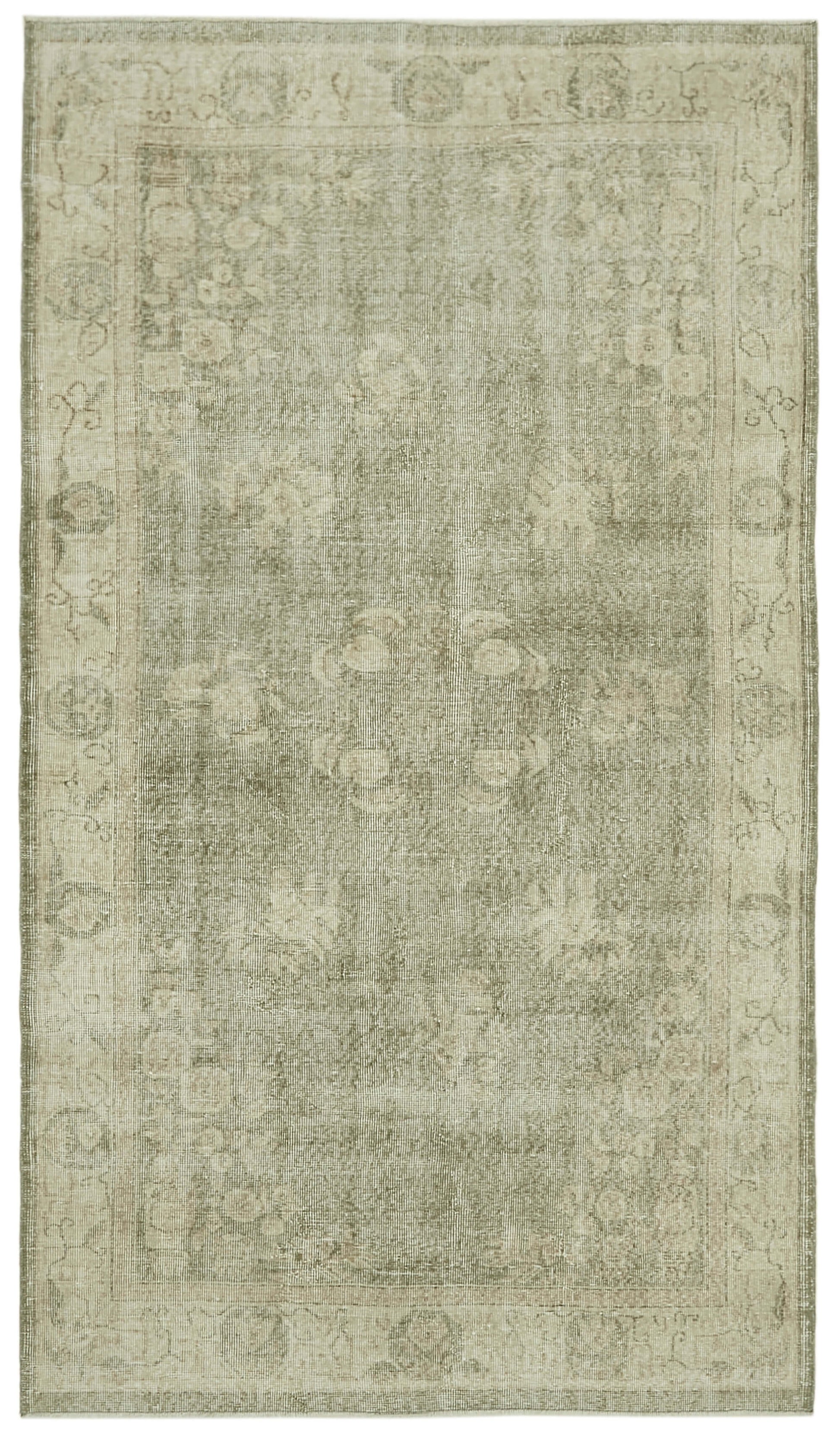 5x9 Beige Turkish Vintage Area Rug - 41543