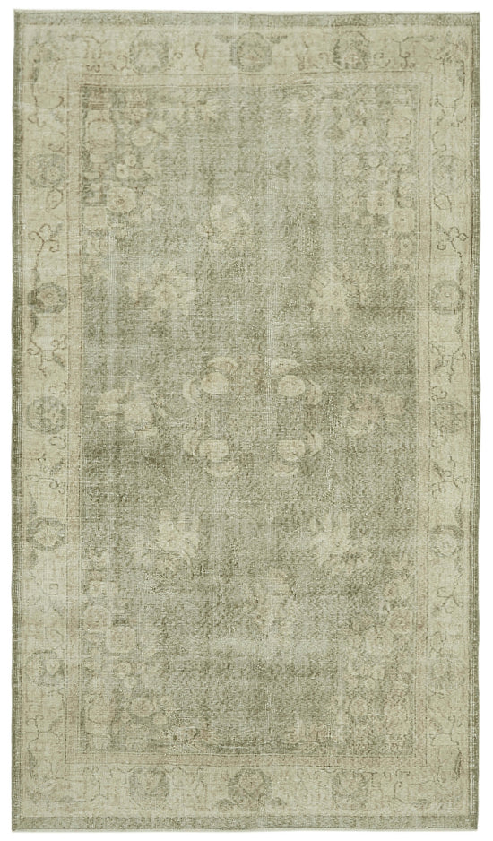5x9 Beige Turkish Vintage Area Rug - 41543