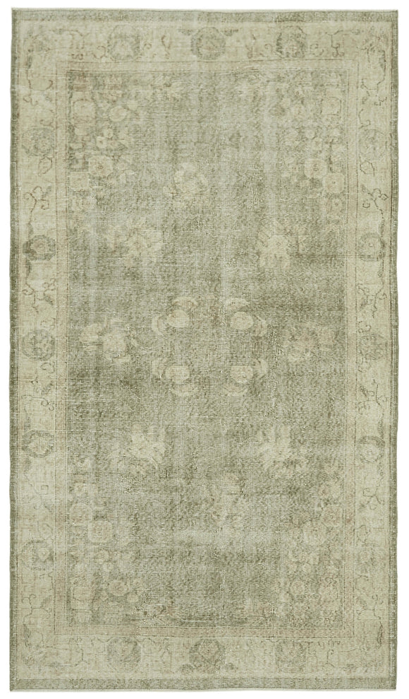 5x9 Beige Turkish Vintage Area Rug - 41543