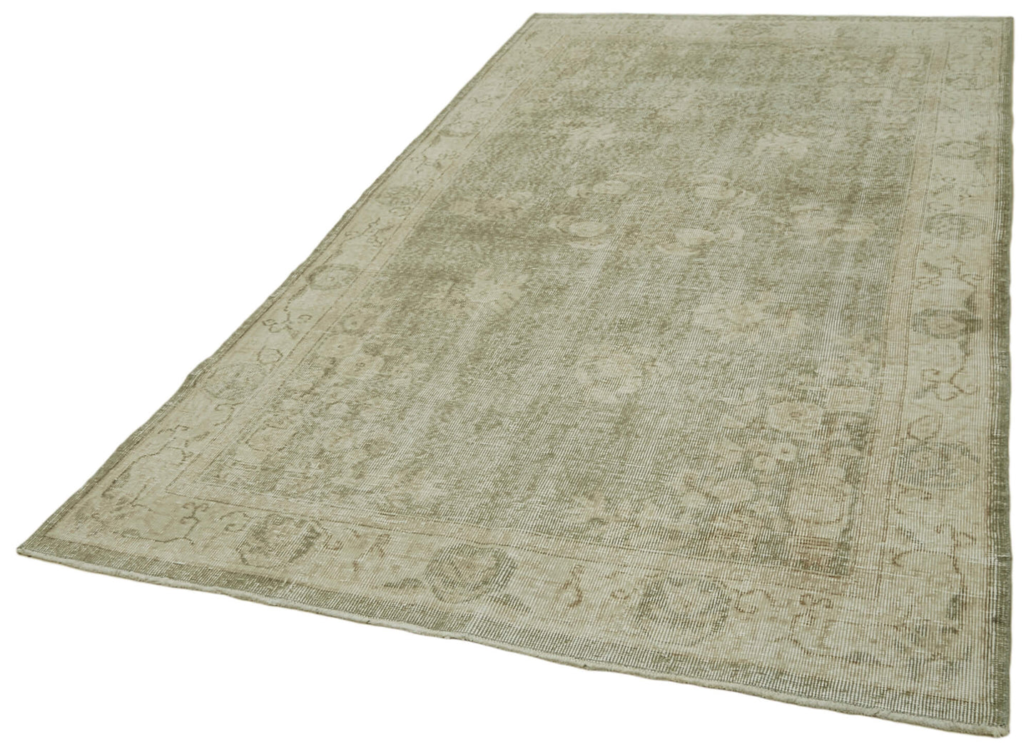 5x9 Beige Turkish Vintage Area Rug - 41543