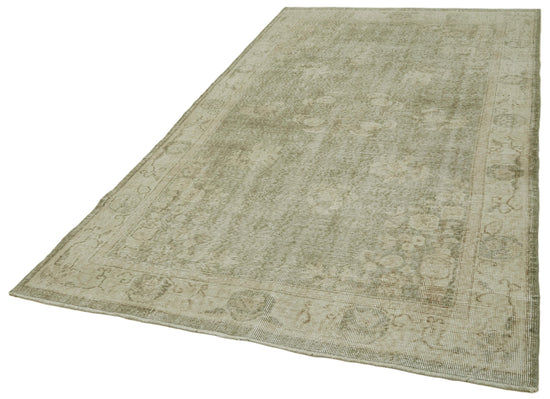 5x9 Beige Turkish Vintage Area Rug - 41543