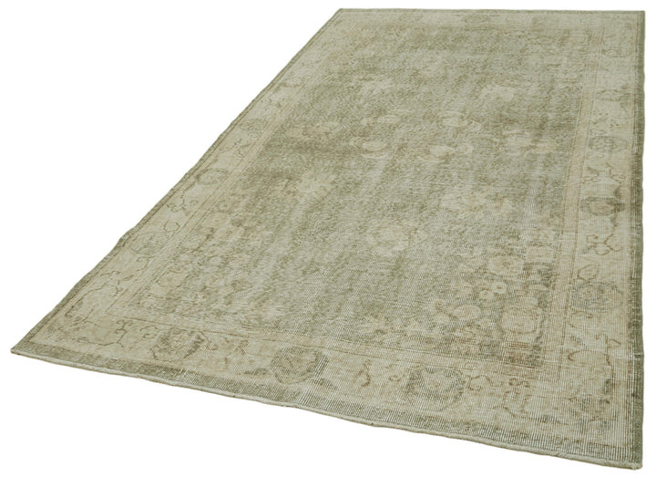 5x9 Beige Turkish Vintage Area Rug - 41543