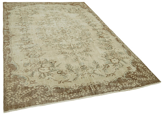 6x9 Beige Turkish Vintage Area Rug - 41546