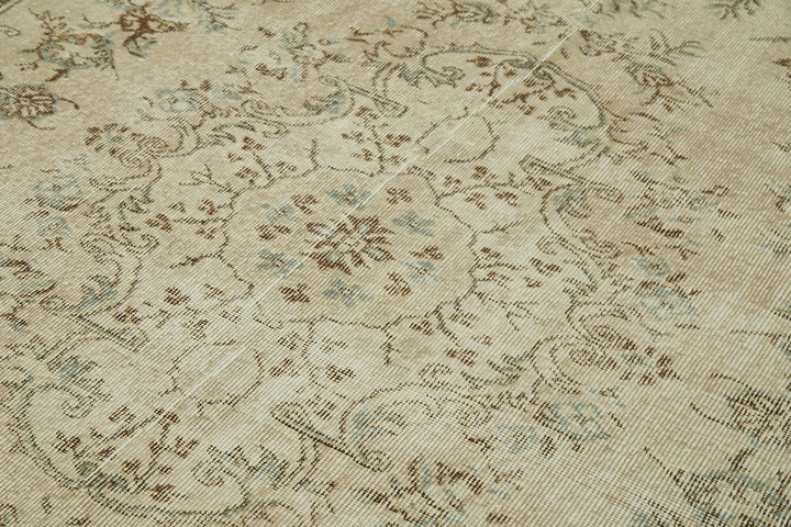 6x9 Beige Turkish Vintage Area Rug - 41546