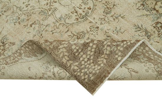6x9 Beige Turkish Vintage Area Rug - 41546