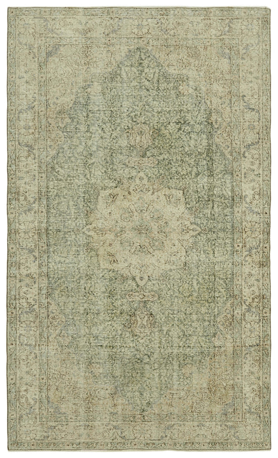 5x9 Beige Turkish Vintage Area Rug - 41547